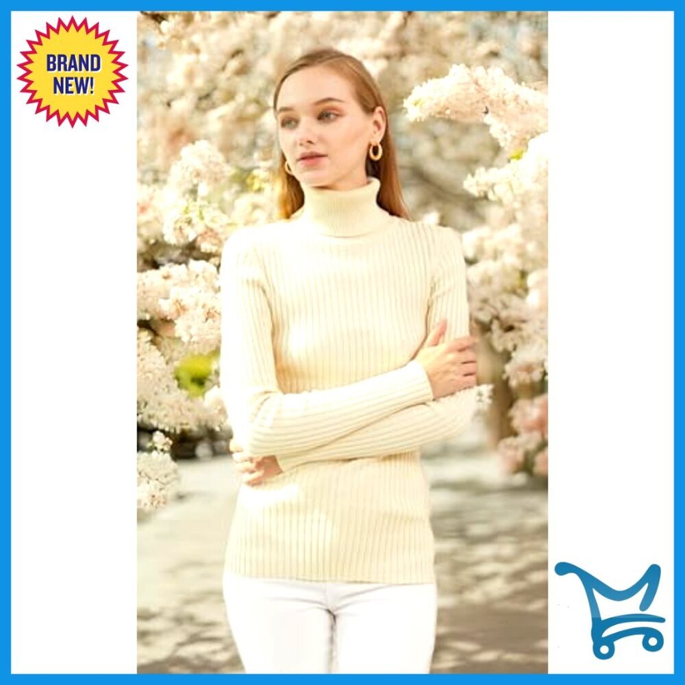 Ribbed Turtleneck Sweater Fitted Knitted Pullover Chic Minimal Y2K - Picture 3 of 7